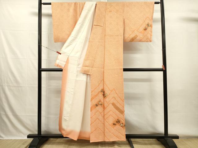 平和屋着物■訪問着 絞り 刺繍 草花文 金糸 正絹 逸品 DABH5789ya