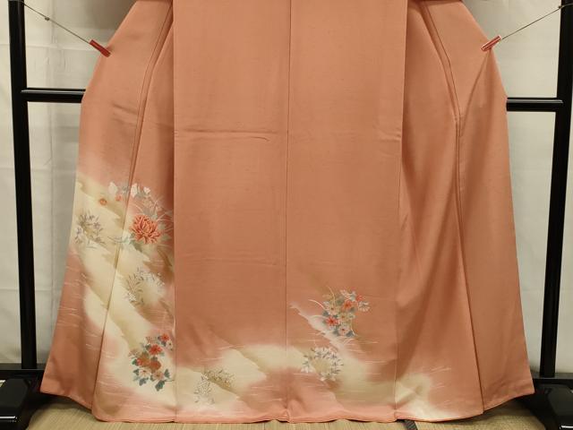 平和屋着物■訪問着 草花文 暈し染め 金彩 お召縮緬 正絹 逸品 DABH5792ya