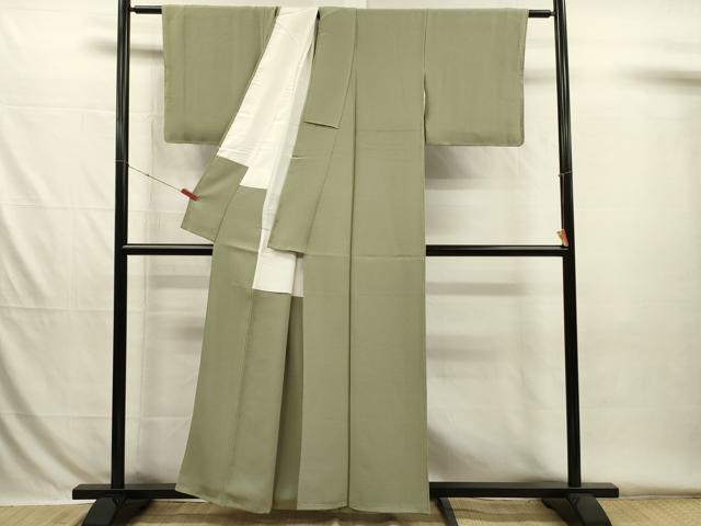 平和屋着物■上質な色無地 作家物 柳茶色 正絹 逸品 未使用 DABH5794ya