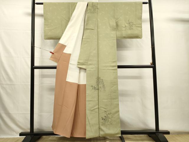 平和屋着物■訪問着 手描き 流水花文 正絹 逸品 DABH5799ya