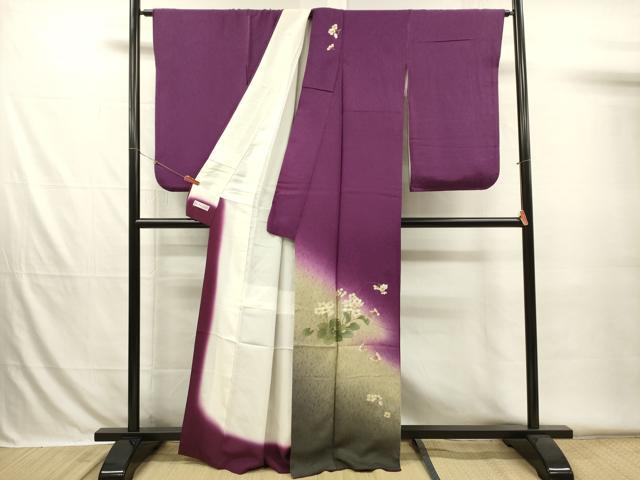 平和屋着物■訪問着 刺繍 舞蝶花文 暈し染め 金糸 正絹 逸品 DABH5822ya
