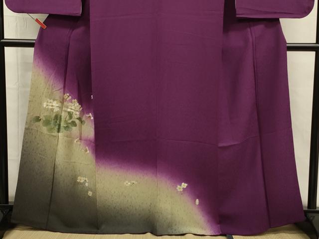 平和屋着物■訪問着 刺繍 舞蝶花文 暈し染め 金糸 正絹 逸品 DABH5822ya
