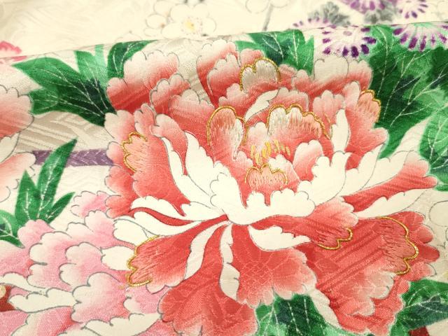平和屋着物■豪華振袖 駒刺繍 絞り 花車文 牡丹 暈し染め 金彩 正絹 逸品 DABH5824ya