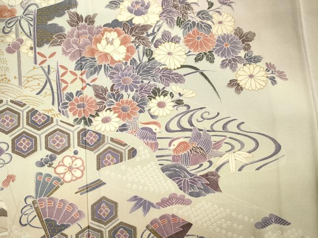 平和屋着物■訪問着 流水鴛鴦花文 暈し染め 金彩 正絹 逸品 DABH5829ya