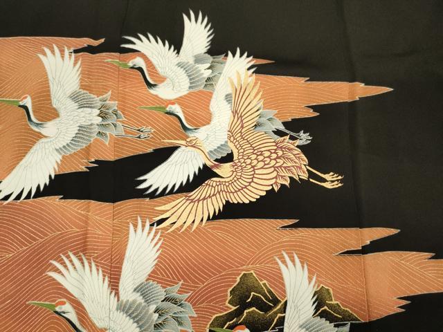 平和屋着物■豪華黒留袖 流水飛鶴文 金彩 正絹 逸品 DABH5833ya
