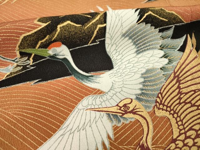 平和屋着物■豪華黒留袖 流水飛鶴文 金彩 正絹 逸品 DABH5833ya