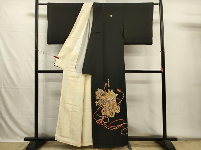 平和屋着物■豪華黒留袖 総刺繍 駒刺繍 山車 金彩 正絹 逸品 DABH5836ya