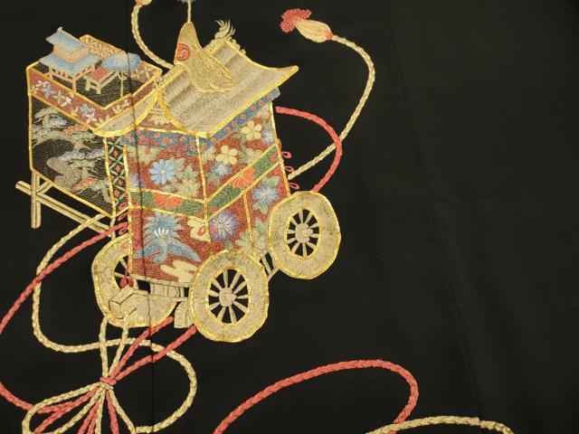 平和屋着物■豪華黒留袖 総刺繍 駒刺繍 山車 金彩 正絹 逸品 DABH5836ya