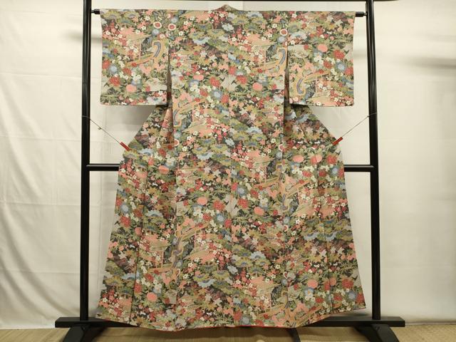 平和屋着物■上質な小紋 風景花松文 枝梅 正絹 逸品 DABH5838ya