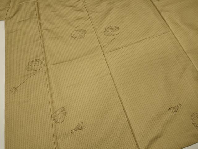 平和屋着物■上質なお召 茶道具 麻の葉 正絹 逸品 DABH5843ya