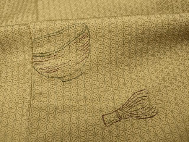 平和屋着物■上質なお召 茶道具 麻の葉 正絹 逸品 DABH5843ya