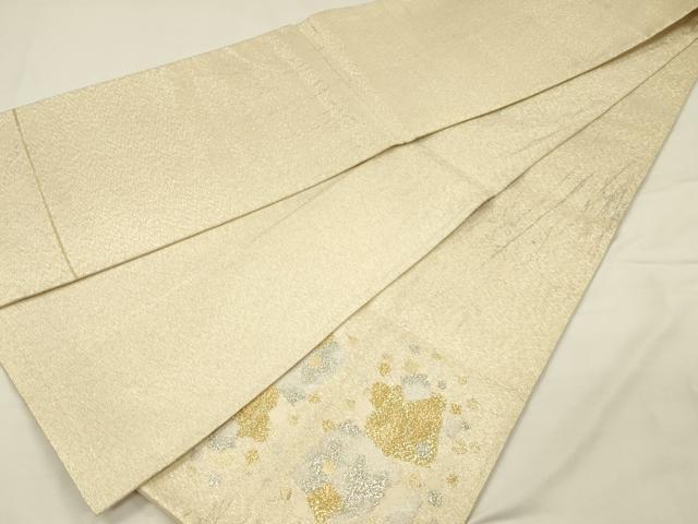 平和屋着物◎明綴れ 太鼓柄袋帯 箔散らし プラチナ箔 正絹 逸品 DABH5861ya