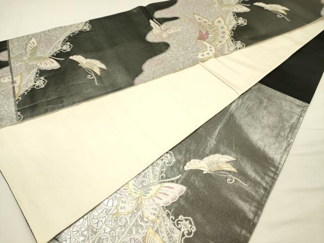平和屋着物◎六通柄袋帯 舞蝶文 金銀糸 引箔 正絹 逸品 DABH5862ya