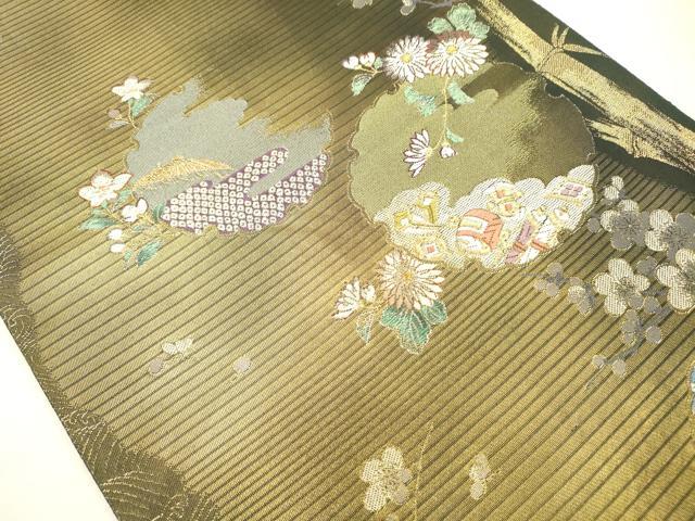 平和屋着物◎六通柄袋帯 唐織 雪輪花文 宝尽くし 金糸 正絹 逸品 DABH5875ya