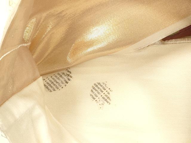 平和屋着物◎西陣 六通柄袋帯 唐織 流水花文 鶴 金糸 正絹 逸品 DABH5893ya