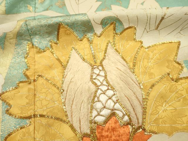 平和屋着物■豪華振袖 駒刺繍 更紗花唐草文 金彩 正絹 逸品 DABH5905ya