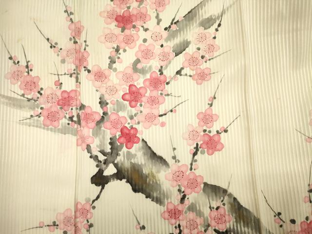 平和屋着物■訪問着 手描き 枝梅文 正絹 逸品 DABH5908ya