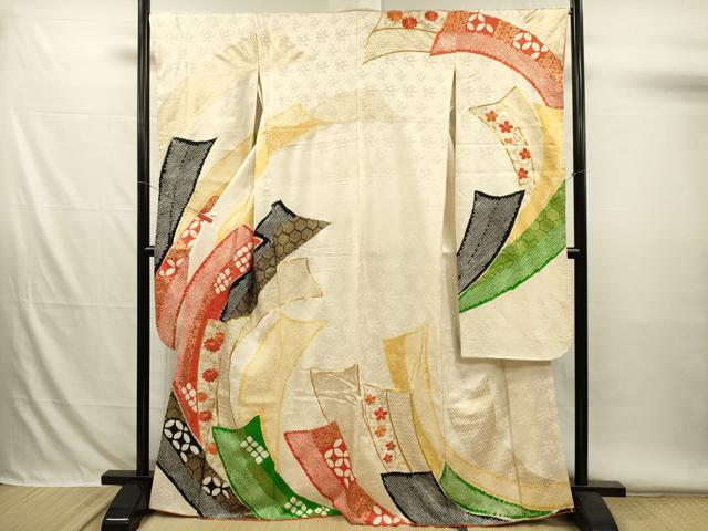 平和屋着物■豪華振袖 駒刺繍 絞り 花熨斗文 金彩 正絹 逸品 DABH5909ya