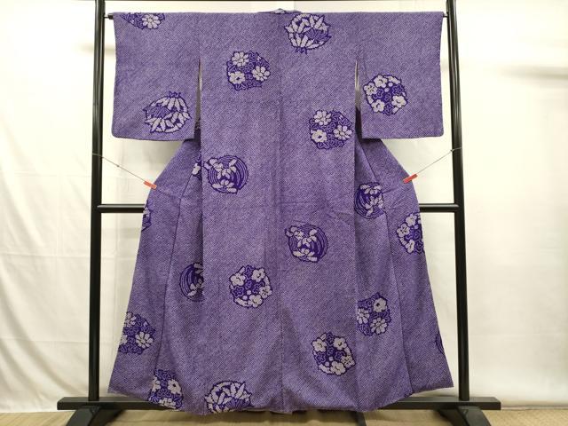平和屋着物■上質な小紋 総絞り 花丸文 正絹 逸品 DABH5916ya
