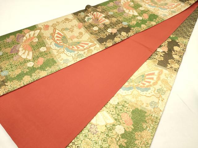 平和屋着物◎六通柄袋帯 唐織 舞蝶桜文 金糸 正絹 逸品 DABH5920ya