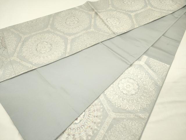 平和屋着物◎六通柄袋帯 唐織 正倉院亀甲花文 銀糸 正絹 逸品 DABH5952ya
