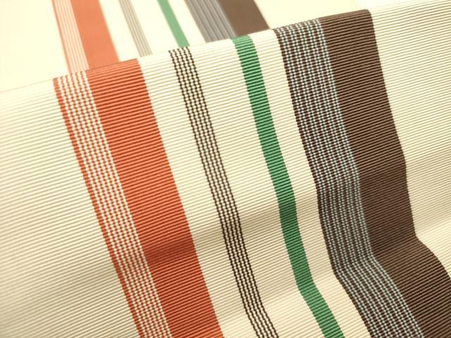 平和屋着物◎本場筑前博多織 両面 半幅帯 間道 正絹 逸品 DABH5964ya