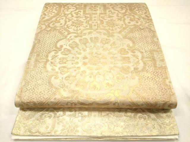 平和屋着物◎六通柄袋帯 宝相華 金糸 正絹 逸品 DABH5966ya