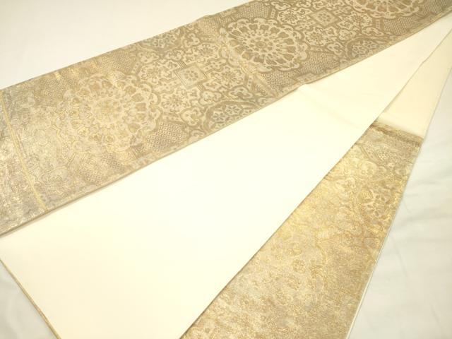 平和屋着物◎六通柄袋帯 宝相華 金糸 正絹 逸品 DABH5966ya
