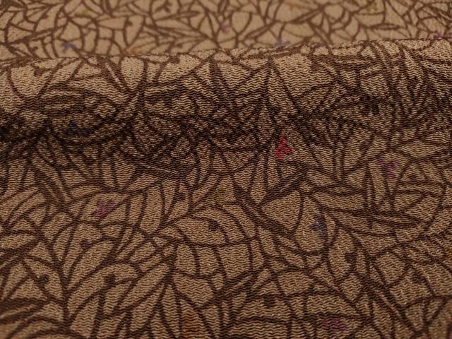 平和屋着物■上質な小紋 草花文 鬼しぼ縮緬 正絹 逸品 DABH5973ya