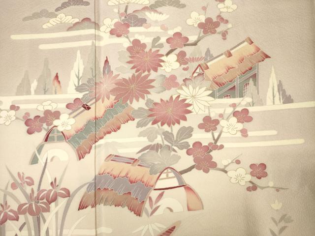 平和屋着物■訪問着 風景花松文 松竹梅 暈し染め 金彩 正絹 逸品 DABH5975ya
