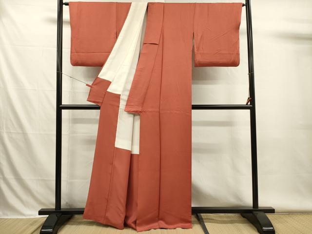 平和屋着物■上質な色無地 霞地紋 雀茶色 正絹 逸品 DABH5977ya