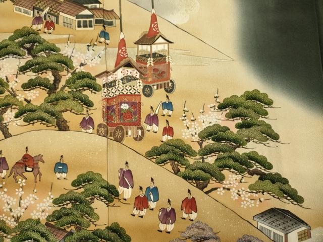 平和屋着物■豪華黒留袖 作家物 風景人物花松文 山車 暈し染め 金彩 正絹 逸品 DABH5984ya