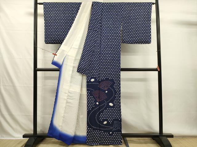 平和屋着物■色留訪問着 絞り 舞扇文 正絹 逸品 DABH5989ya