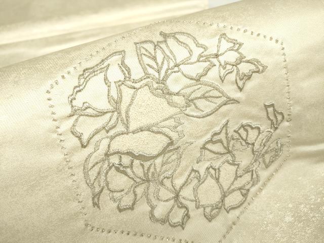平和屋着物▼総刺繍 太鼓柄袋帯 亀甲花文 銀糸 引箔 正絹 逸品 DABH6003az