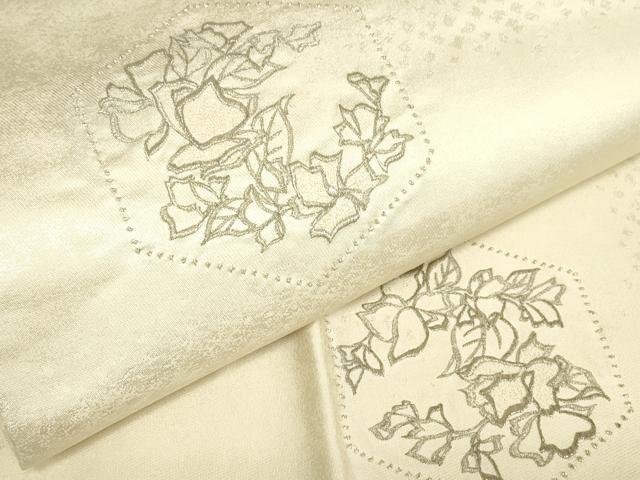 平和屋着物▼総刺繍 太鼓柄袋帯 亀甲花文 銀糸 引箔 正絹 逸品 DABH6003az