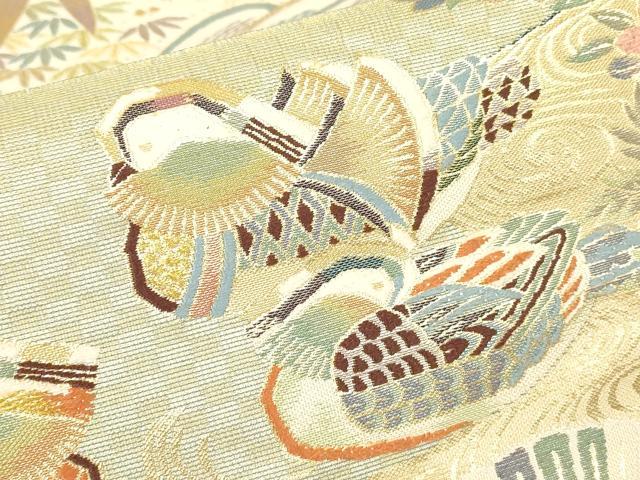 平和屋着物▼六通柄袋帯 鴛鴦彩麗文 金糸 鈴乃屋扱い 正絹 逸品 DABH6012az