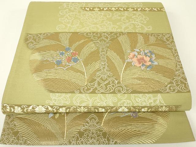平和屋着物▼六通柄袋帯 作家物 彩麗 紹巴 金糸 正絹 逸品 DABH6019az