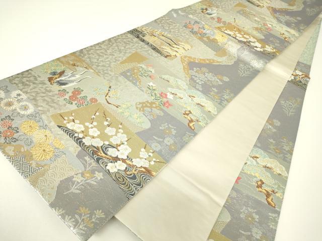 平和屋着物▼六通柄袋帯 洛北絵巻物紋 金銀糸 正絹 逸品 DABH6021az