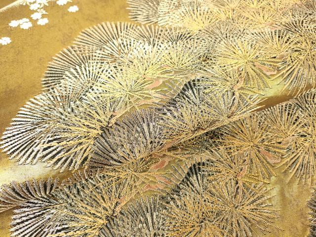平和屋着物▼六通柄袋帯 五葉松 金糸 引箔 正絹 逸品 DABH6023az