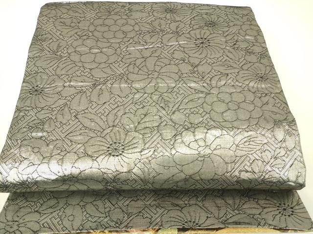 平和屋着物▼佐賀錦 両面 六通柄袋帯 花蝶丸文 金糸 正絹 逸品 DABH6037az