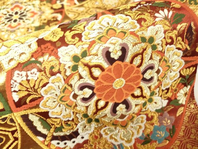平和屋着物▼六通柄袋帯 慶匠錦 正倉院花蝶文 金糸 正絹 逸品 DABH6071az
