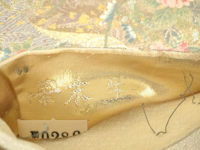 平和屋着物▼六通柄袋帯 華末生 流水花文 金糸 正絹 逸品 DABH6090az