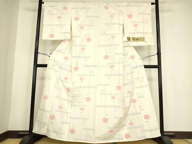 平和屋着物▽上質な紬 単衣 倭紬 手織 草花文 証紙付き 正絹 逸品 未使用 DABH6095az