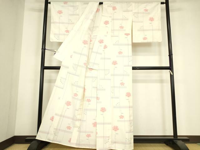 平和屋着物▽上質な紬 単衣 倭紬 手織 草花文 証紙付き 正絹 逸品 未使用 DABH6095az