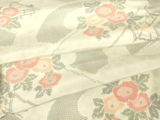 平和屋着物▽上質な紬 単衣 籬花文 正絹 逸品 DABH6102az