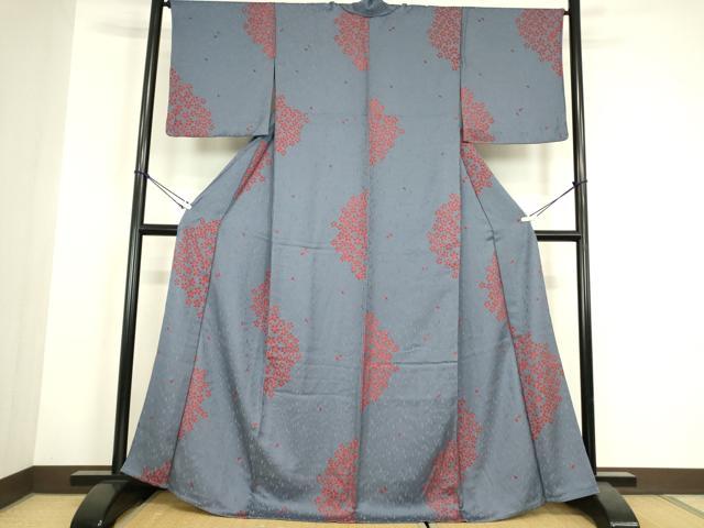 平和屋着物▽上質な小紋 単衣 舞桜文 正絹 逸品 DABH6116az