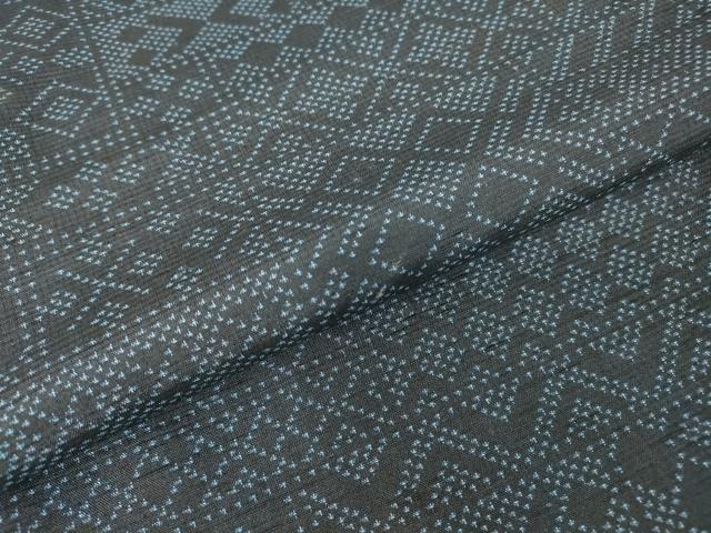 平和屋着物▽上質な紬 単衣 幾何学柄 正絹 逸品 DABH6125az