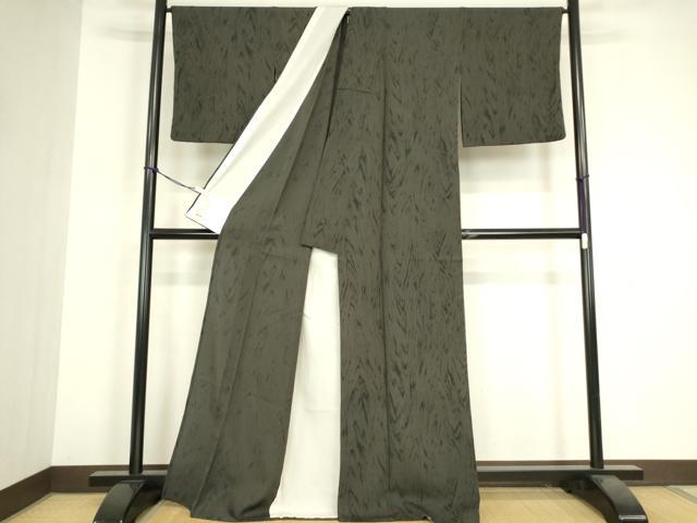 平和屋着物▽本塩沢 単衣 木目文 三越扱い 正絹 逸品 DABH6132az