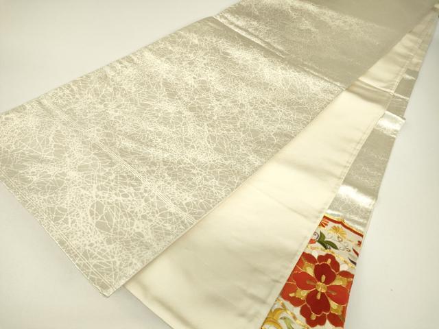 平和屋着物▼太鼓柄袋帯 駒刺繍 総刺繍 正倉院花鳥絵皿文 金糸 正絹 逸品 DABH6164az