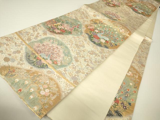平和屋着物▼六通柄袋帯 孔雀天井丸文 金銀糸 正絹 逸品 DABH6250az